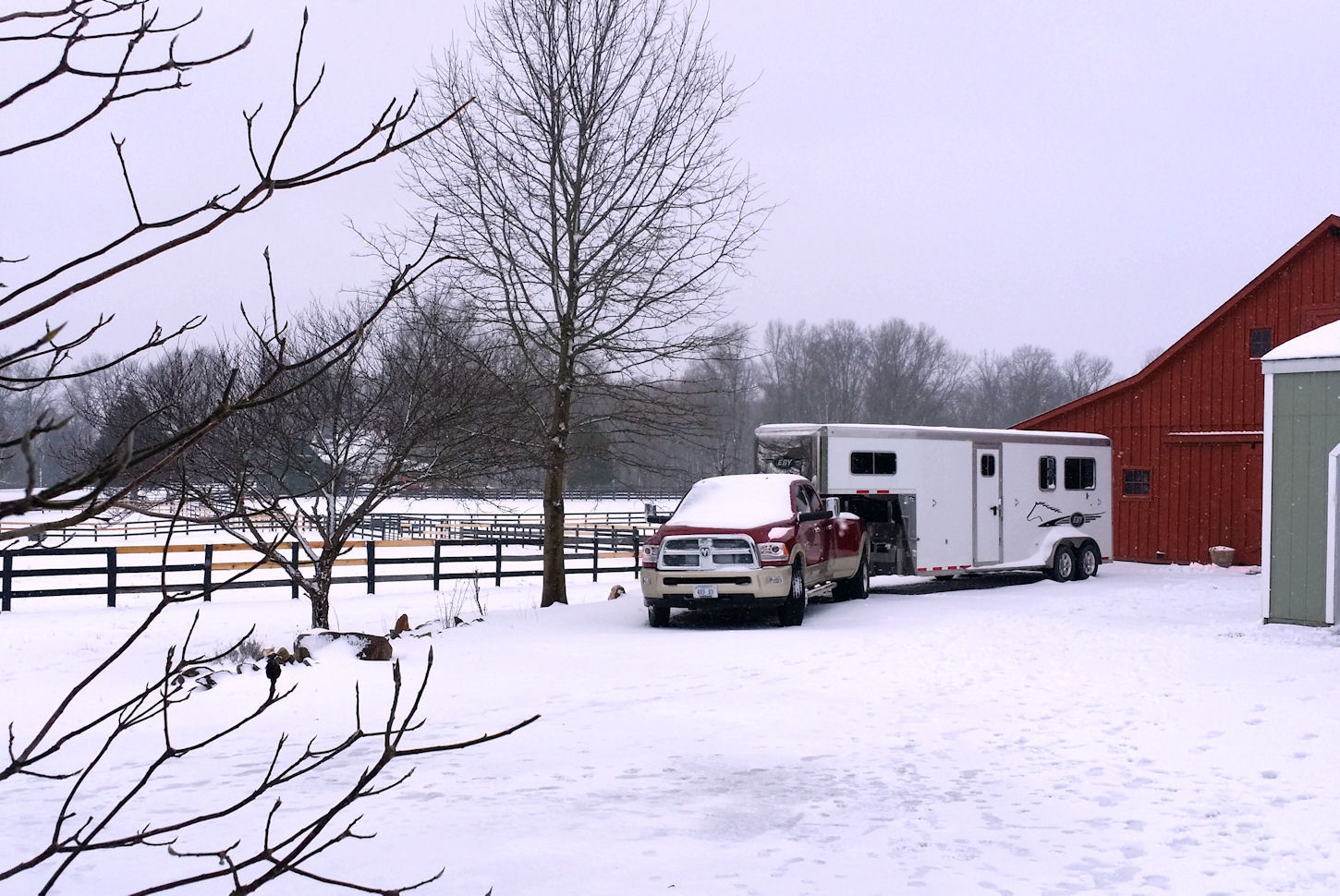 Truck and barn in winter Truck and Barn in winter